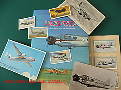 Montage of postcards, cigarette cards and book on Airspeed