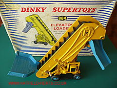 Dinky Supertoys Barber-Greene Olding grain elevator in front of its box