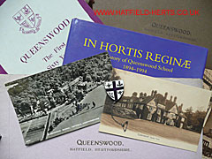 Assortment of Queenswood memorabilia - books, postcards and badge