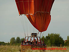 Close up of the crowded passenger basket