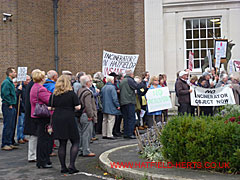 Close up section of the crowd on the left of County Hall