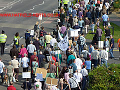 Group of marchers at the junction with The Downs