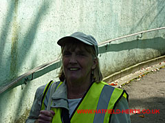 Cathy Roe acting as a steward