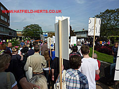 Marchers reach White Lion Square, Hatfield Town Centre