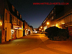 Former route of the St Albans Road, now Hatfield town centre