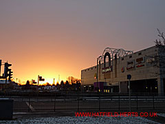 The Galleria entertainment complex at sunrise