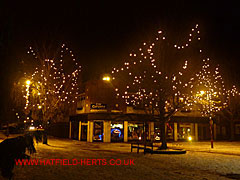 Christmas lights at the northern end of the town centre