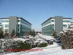 snow covered T-Mobile HQ buildings