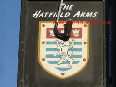 Hatfield Arms pub sign with the Hatfield RDC coat of arms