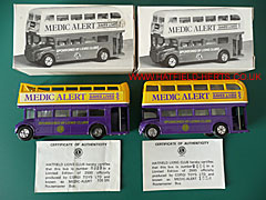 Lion Club closed and open top Routemasters with certificates and boxes