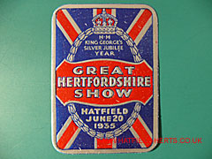 Commemorative beer label marking the Great Hertfordshire Show 1935