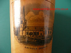 Close up of the transfer print of Hatfield Church