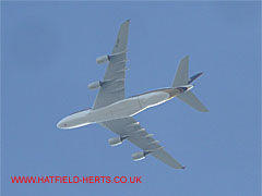 Airbus A380 Superjumbo - seen from almost directly underneath