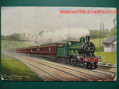 Flying Scotsman steam engine colourised postcard