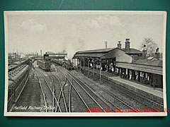 Postcard view of the Hatfield Railway Station from south of the station