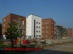 View of some of the new multi-storey housing being built on the airfield site