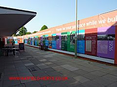 History panels on the walls of the Sainsbury construction site