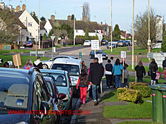 Another view of  marchers at the roundabout of the Great North Road, Brocket Road and Stanborough Road