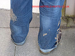 A muddy pair of jeans
