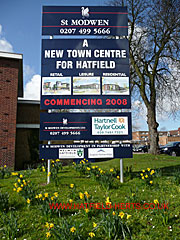 St Modwen Hatfield Town Centre redevelopment sign