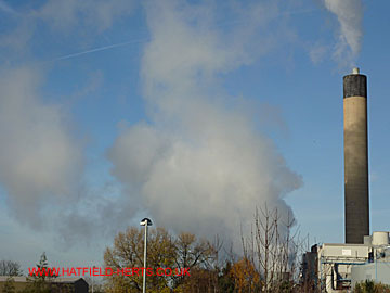 Another view of the steam and smoke emissions