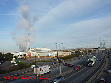 Plant and plumes with the North Circular in the foreground