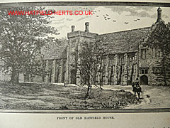 Engraving showing a horseman approaching the front of the old Bishop's palace