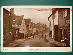 Monotone postcard view of Park Street, Hatfield