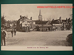 monochrome postcard view of Hatfield from Brewery Hill