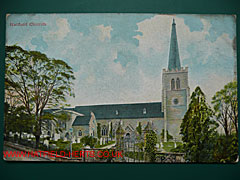 colourised St Ethelreda's Church view postcard