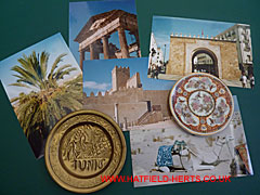 Montage of photos and objects relating to Tunisia